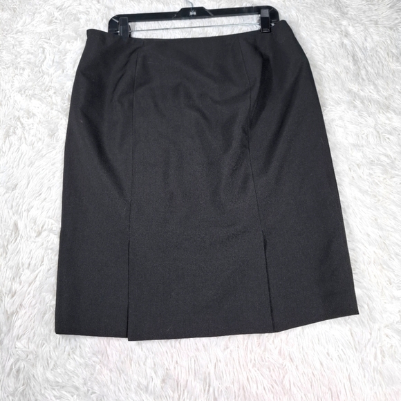 Kasper Classics Women's Pencil Skirt 2 Back Splits Solid Black 10 Petite - Picture 2 of 9